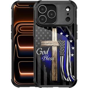 Case for iPhone 17 Pro Max Case,god Bless American Flag Case for iPhone 17 Pro Max Design for Men Boys [Anti-Scratch] Non-Slip+Shockproof Rugged TPU Protective Case