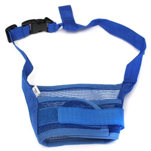 2 x Dog Muzzle Face Mask Breathable Mesh Muzzles Adjustable for Small Medium Large Dogs Biting Chewing Trimming (Blue,M)