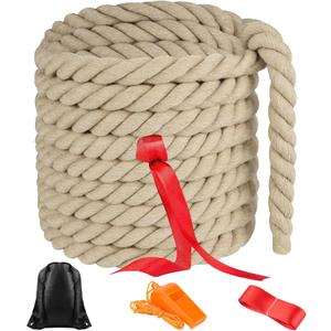 NEBURORA 20FT Tug of War Rope for Adults Outdoor Games Field Day Family Reunion Summer Outside Yard Backyard Lawn Camping Picnic Carnival Party Games Khaki