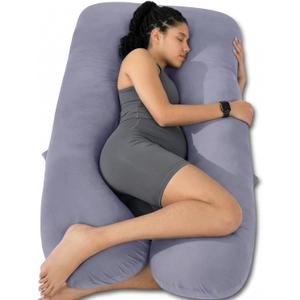 QUEEN ROSE Pregnancy Pillows, 60 Inch Cooling U Shaped Body Pillow for Sleeping, Extra Long Maternity Pillow for Pregnant Women, Body Support for Adults, with Soft Silky Cover, Blue, X-Large