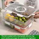 Taiuloo Divided Serving Tray with Airtight Lid and Handle, 4 Compartment Snackle Box Container, Portable Snack Platters, Clear Fridge Organizer & Food Storage for Veggie, Fruit, Charcuterie, Nuts
