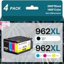 962XL Ink Cartridges Combo Pack Compatible for HP 962 Ink Work with HP OfficeJet Pro 9015 9020 9012 9010 9018 9025 9019 Printers(4 Pack)