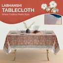 Labhanshi Indian Block Print Pre-Washed Cotton Floral 72x108 Inch Rectangle 8-Seater Table Cloth|Kitchen Dining Table Top Cover|Boho French Country Style Mother's Day Decor|Dark Salmon Pink