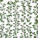 Niuniufine 6PCS Artificial Rose Vine 50FT Silk Flowers Garland White Rose Fake Hanging Ivy Vine for Wedding Arch Table Centerpiece Home Table Wall Decor