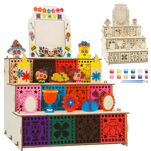 YESGIRL Dia De Los Muertos Decoration Dia de Los Muertos Altar Ofrenda Wooden Box DIY Day of The Dead Shadow Box Remembrance Picture Frame for Day of The Dead Home Kitchen Room Decoration