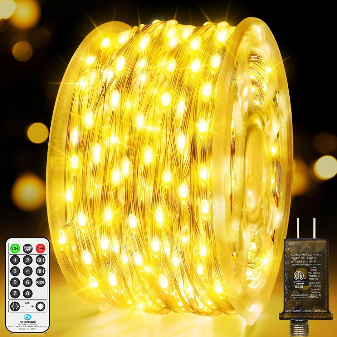 132 FT 400 LED Fairy Lights Plug in Christmas String Lights Outdoor Waterproof Twinkle Lights with Timer 8 Modes Memory for Holiday Wedding Party Tree Bedroom Garden Decorations-Warm White