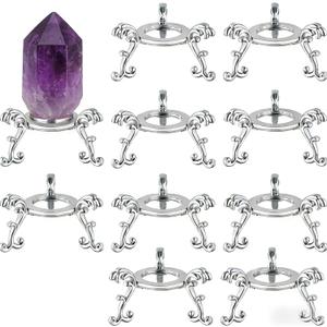 10pcs Large Crystal Ball Display Stand Silver Sphere Holder for 40-100mm Sphere - Metal Tripod Base for Crystals, Rock,Balls