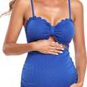 EastElegant Maternity One Piece Swimwear Back Cutout Pregnancy Bikini Scalloped Pregnant Bathing Suit (Blue, XXL)