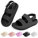 Kids Cloud Sandals Boys Girls Flat Slides Slip On Soft Sole EVA Sandals (Black)