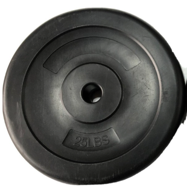 25Lb Rubber Black Weight 1 Inch Diameter Bar Hole 1 Ft Diameter 2" Tall