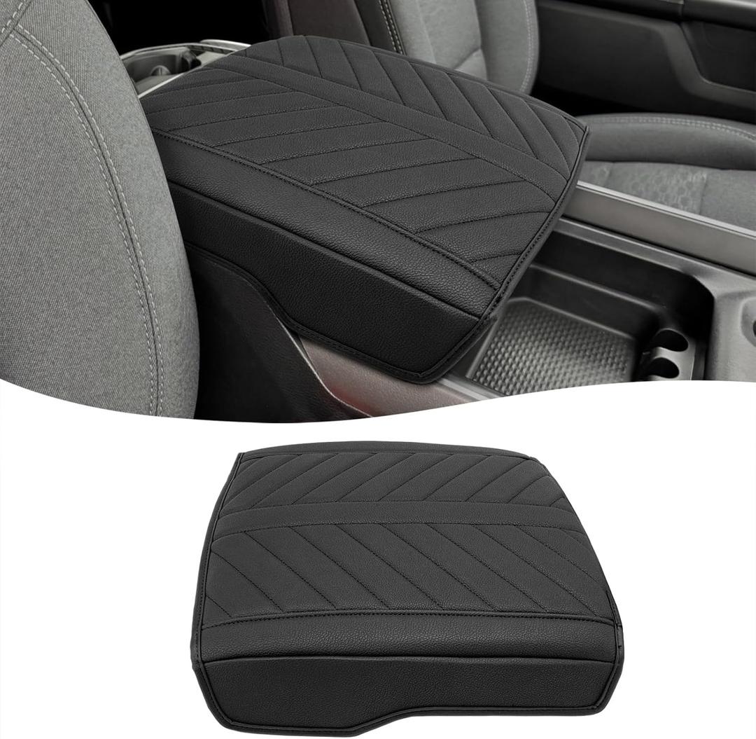 Center Console Cover for 2019-2026 Dodge RAM 1500 2500 3500 Accessories, PU Leather Middle Console Cover Pad, Floor Console Bucket Seat Only, Anti-Scratch, Black