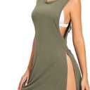 YYA Tank Bathing Suit Cover Up for Women Sleeveless Beach Swimsuit Cover Up Dress for Women Chemise Lingerie, XS (Army Green)