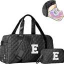 Overnight Bags for Women, Initial Travel Duffel Bag, Sports Gym Bag, Carry On Bag, Monogram Gifts for Girl Friends Female Mom Teacher (black)