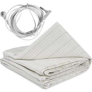 Grounding Mat Silver Conductive Earth Mat with 180inch Grounding Wire Grounding Sheet Foldable Earth Sheets Breathable Grounding Bed Sheet for Better Sleep 28 * 52inch, Magnetic Field Therapy