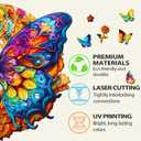 Wooden Puzzles for Adults, 300 Pieces Adult Puzzles, Unique Mandala Butterfly Puzzles Gifts for Cat Lover, Wooden Puzzle Games (L-15.7 * 14.1in)