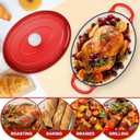 E-far 7QT Oval Dutch Oven Pot with Lid, Enameled Cast Iron Dutch Oven with Dual Handles for Sourdough Bread Baking Cooking, Nonstick Enamel Coated Cookware(Red), Non-Toxic & Easy Clean
