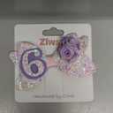 Sixth Birthday Hair Bow for Baby Girls 1 2 3 4 5 6 Years Sprinkle Decorations Party Hair Clip Accessories for Six 6th Birthday Glitter Purple Rose