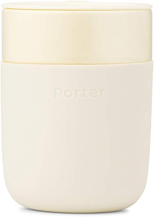W&P Porter Ceramic Mug w/ Protective Silicone Sleeve, Cream 12 Ounces | On-the-Go | No Seal Tight | Reusable Cup for Coffee or Tea | Portable | Dishwasher Safe (WP-PMC-CM)
