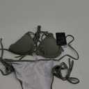 Women's Triangle Bikini Sets Two Piece Double Straps Halter Swimsuit Tie Side String Cheeky Bathing Suits (Small, Army Green)
