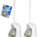 Toilet Plunger with Holder, 2 Pack Plungers for Bathroom Heavy Duty for 5.7-inch Toilet Drain, Toilet Plunger and Holder Combo for Bathroom Cleaning(White)