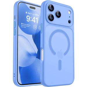 CANSHN Magnetic Compatible with iPhone 17 Pro Max Case, Upgraded [Full Camera Protection] [Compatible with Magsafe] [Translucent Matte] Shockproof Protective Phone Cover 6.9 Inch - Ultramarine