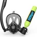 Snorkel Mask Mini Scuba Tank 0.5L Up to 6 Minutes Underwater Breath Within 30ft Diving Depth Small Diving Tank with Full Face Diving Mask for Shallow Water