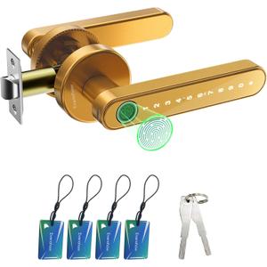 Fingerprint Door Lock Biometric Door Knob with Keypad Keyless Entry, Door Locks for Bedrooms, Home Hotel Office Apartment Gold