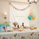 Moukeren Happy Birthday Door Banner Door Cover Backdrop Sign Birthday Wall Decor Background Party Supplies for Outdoor Indoor Porch Bday Party Photo Props (Boho,5 x 5 ft)