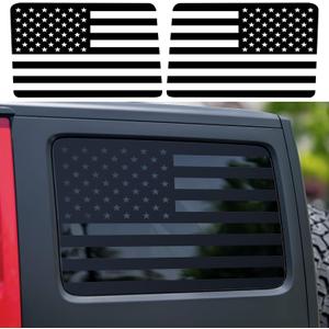 Black Rear Window American Flag Decal for Jeep Wrangler JK JKU 2011-2015 2016 2017 2018, Precut Back Side Window Glass USA Flag Vinyl Sticker Car Exterior Accessories