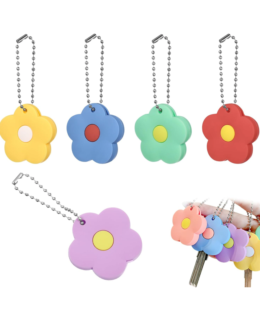 iplusmile 5 Pack Key Caps Covers Tags - Cute Rubber Key Identifier Rings Labels Protector Caps for Home Apartment Accessories, Compatible with Flat Keys Over 6.5cm, Not Fit Standard 1" Key
