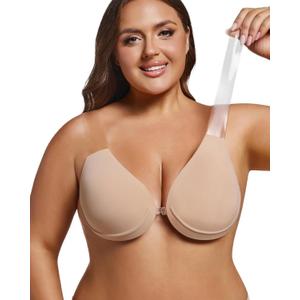 TITU Strapless Bra for Big Bust - Sticky Push Up for Large Breasts, Backless Plus Size Invisible with Boob Lift Tape