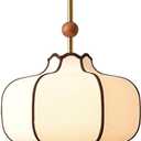 Modern Fabric Pendant Light, Hang Pendant Lights with Fabric Shade, Wooden Grain Finish, Adjustable Length Hanging Lamp Chandelier for Dining Room, Kitchen Island Light Fixture for Bedroom (Small)
