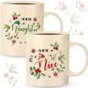 Sliner 11 oz Christmas Ceramic Coffee Mugs Set of 2 Naughty Nice Coffee Cup Funny Gift Cute Festive Ceramic Tea Cup Xmas Holiday Birthday Gifts for Men Women