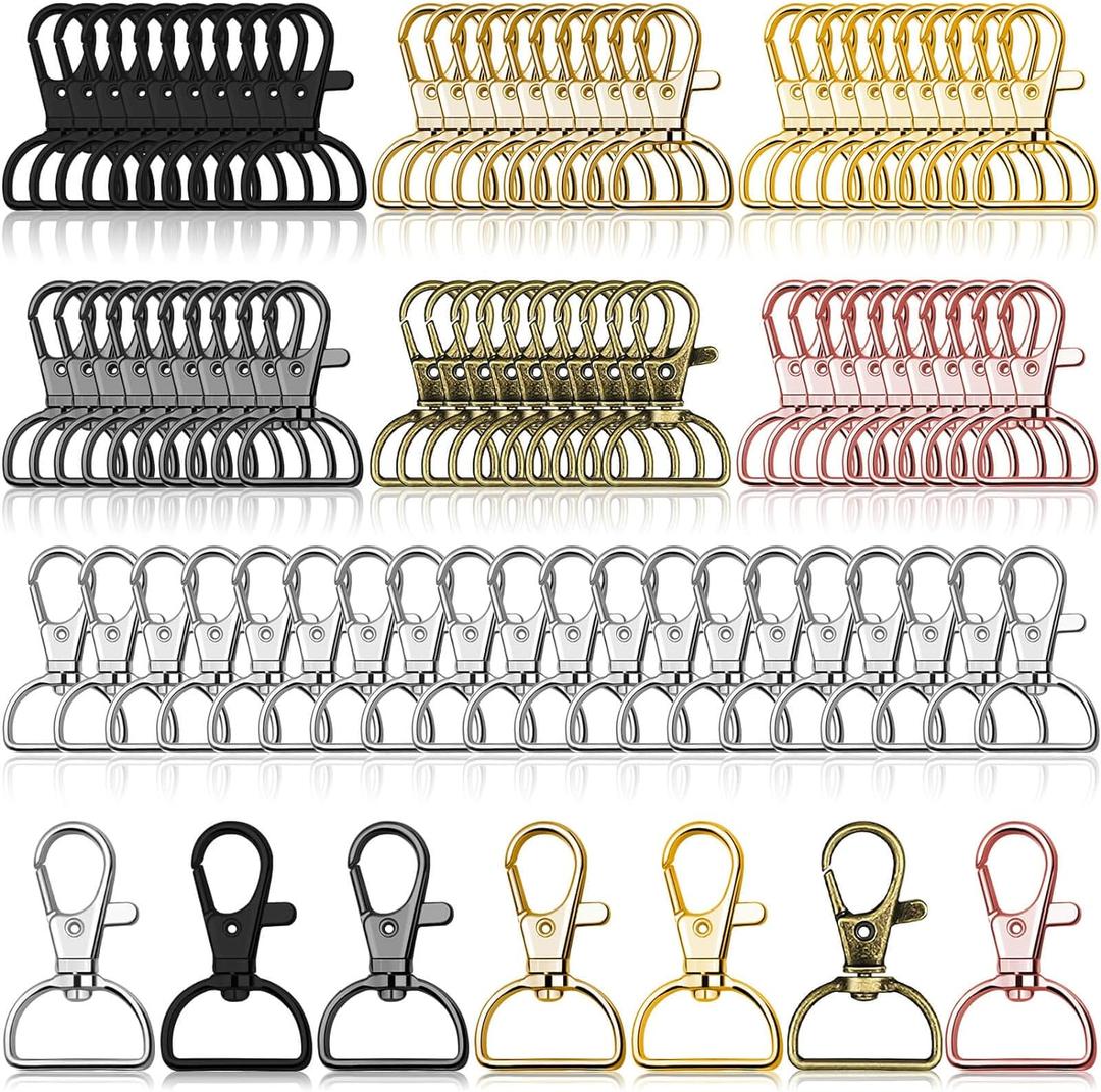 Swivel Clasp Hooks, Anezus 80Pcs Key Chain Clip Hooks, D Ring Clip Lanyard Hardware for Keychain Making, Lanyard Making, Purse Hardware, DIY Craft (3/4 Inside Width)
