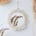 Artilady Macrame Hanging Wall Mirror - Boho Fringe Round Handmade Decorative Acrylic Mirror for Apartment Living Room Bedroom Baby Nursery Home Decor (Round)