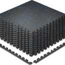 SUPERJARE 0.79'' Extra-Thick Exercise Equipment Mats, 12 Pcs 48 Sq Ft Rubber Top Floor Tiles with High Density EVA Foam, Interlocking Gym Flooring for Home Gym, Workout Mat, Black/Blue