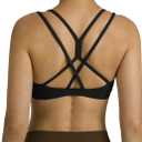 Colorfulkoala Women's Dreamlux Strappy Sports Bra Crisscross Back Yoga Tops with Molded Foam Cups (Black)