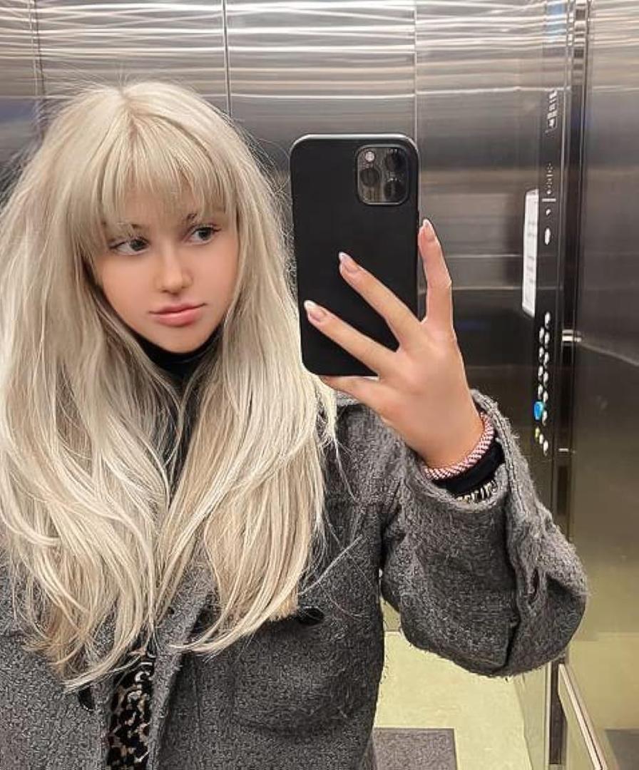 LANOVA Pale Ash Blonde Wigs with Bangs Synthetic Blonde Wig Glueless Wavy Wigs Long Light Blonde Wig 22 inch LANOVA-161