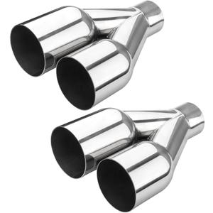 2.5 inch Exhaust Y Pipe, 2.5" Single to 3.5" Dual Exhaust Adapter Connector, 10.25" Overall Length, Universal 2 1/2 Inch Y Tail Pipe, Weld-on, Silvery, 2PCS
