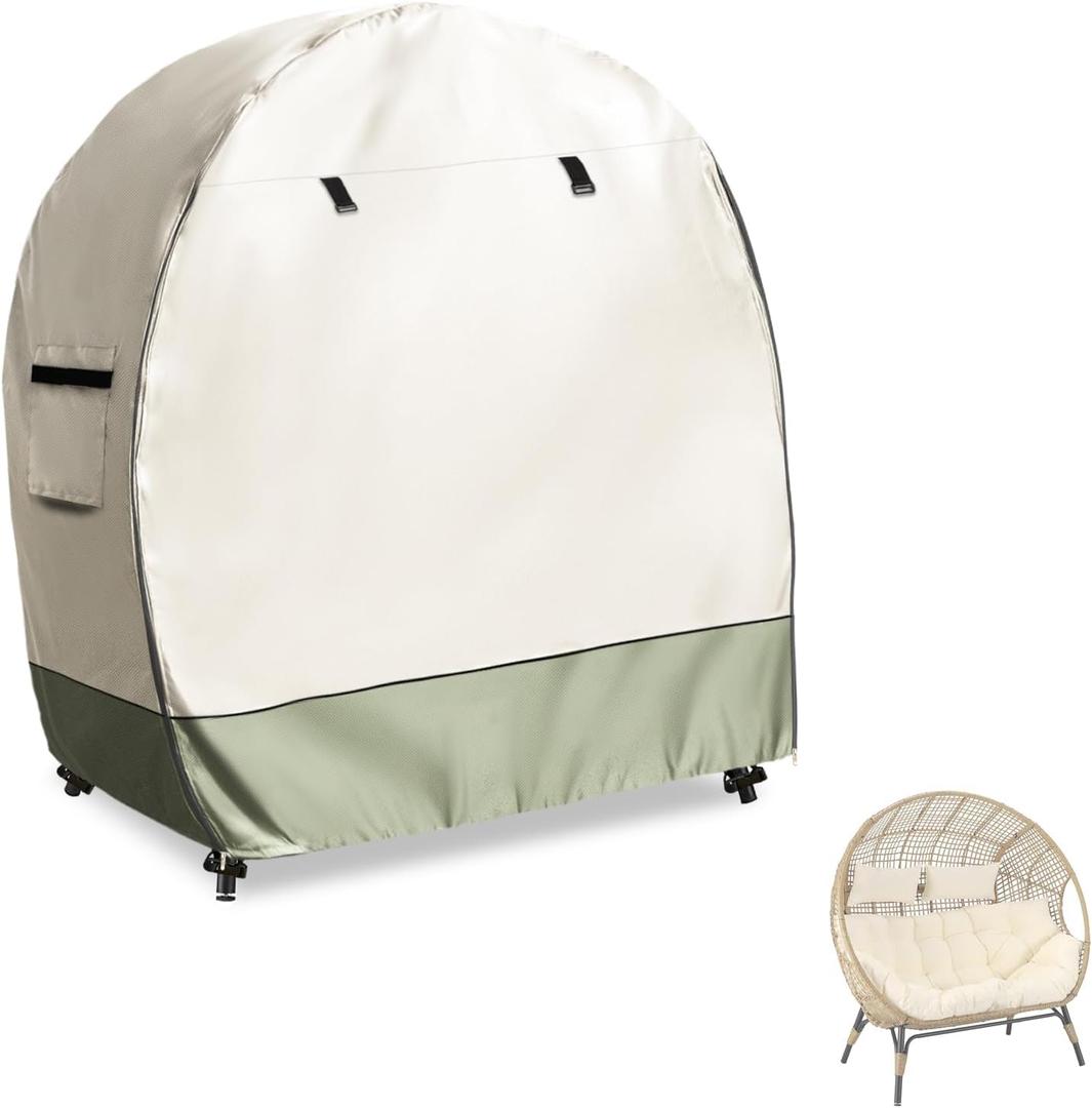 Sobana Waterproof Egg Chair Cover with Double Zipper,Outdoor Double Seat Hanging Egg Chair Cover, 35.4 x 57.1 x 56.3 Inch,Beige