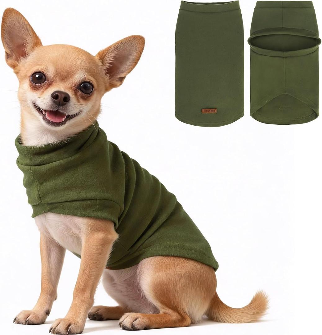 EXPAWLORER Soft Cat Sweater - Sweaters for Cats Only Warm Kitten Clothes, Fall and Winter Pet Coat Pullover Design, Fleece Sweatshirt Clothing Also for Puppy Small Dogs, Army Green L