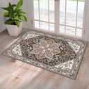 Washable Entryway Rug 2x3 | Non Slip Rug Runners for Hallways, Entryways, Kitchens, Bathrooms, Bedrooms | Ultra-Soft Flannel Carpet Kitchen Rug with Rubber Backing (Black Brown Cream, 2x3)