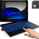 typecase Touch iPad 11th 10th Generation Case with Keyboard (11" 2025, A16 & 10.9" 2022) 360 Rotatable, 11-Color Backlit, Multi-Touch Trackpad, Pencil Holder, Thin & Light Black