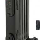 Comfort Zone 1500W Digital Oil-Filled Radiator Heater – Portable Electric Space Heater with Remote, 12H Timer & 360° Swivel Wheels – Silent Radiant Heat with Adjustable Thermostat – Black