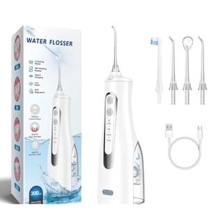 Cordless Water Flosser - 4 Modes Water Flosser for Sensitive Teeth (White)