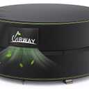 2 UIRWAY Fire Pit Cover 44 Inch Round, Waterproof Outdoor Fire Pit Cover, 600D Heavy Duty Oxford Fabric Firepit Cover with PVC Coating, Strong Tear & Windproof Patio Fire Pit Table Cover, Black