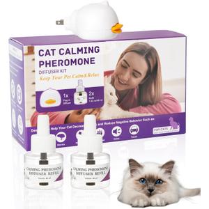 Cat Calming Diffuser Advanced Cat Pheromones Calming Diffuser, Enhanced Calming Pheromone Diffuser, 60 Day Starter Kit (48 mL*2pcs)