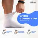 Mens Diabetic Ankle Socks Size 13-15 XL, Non-Binding, Thin, Cotton, 4 Pairs White Loose Fit Socks Men Ankle