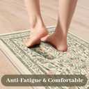 KIMODE Anti Fatigue Kitchen Mats for Floor, Boho Floral Kitchen Rugs Sets of 2, Cushioned Kitchen Floor Mats Non Slip, Comfort Spring Rugs for Kitchen Floor Sink Laundry Desk Beige 17.3"x29"+17.3"x47"