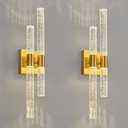 Zhllmq Crystal Wall Sconces Set of Two LED Bathroom Vanity Light Fixtures Gold 21.25in 4000K Vertical and Horizontal Wall Mounted Sconces for Bedroom, Living Room, Hallway
